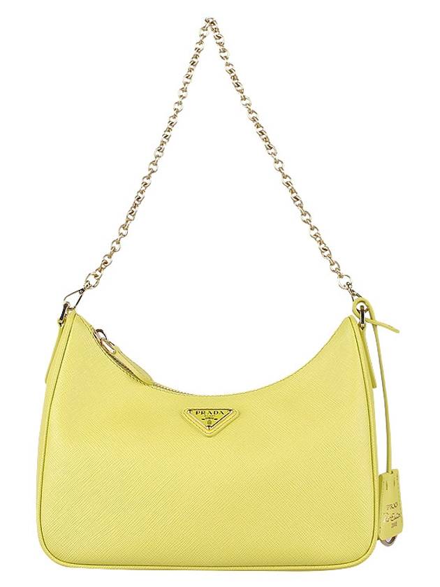 Saffiano Re-edition 2005 Triangle Logo Calf Leather Shoulder Bag Yellow - PRADA - BALAAN 4