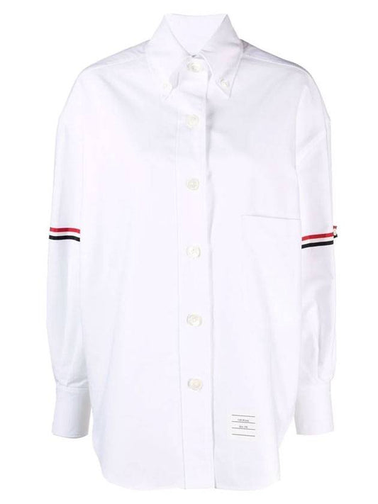 RWB Armband Cotton Overshirt White - THOM BROWNE - BALAAN