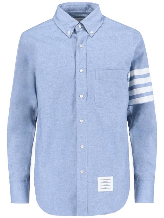 Men's Diagonal Solid Flannel Long Sleeve Shirt Light Blue - THOM BROWNE - BALAAN 2