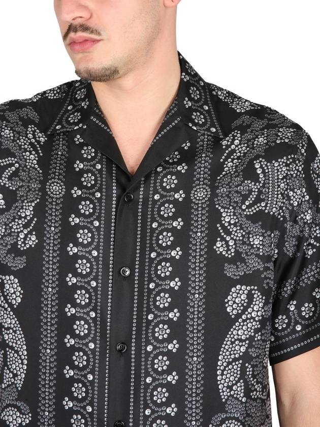 Men's Barocco Silhouette Silk Short Sleeve Shirt Black - VERSACE - BALAAN 5