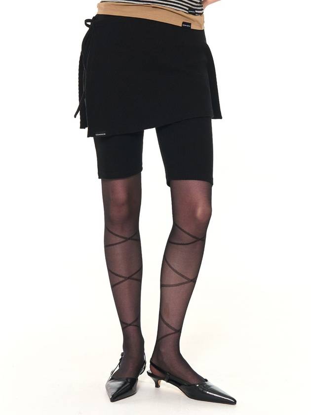 Biker Lap Skirt Shorts Black - ZIZEMUSEUM - BALAAN 1