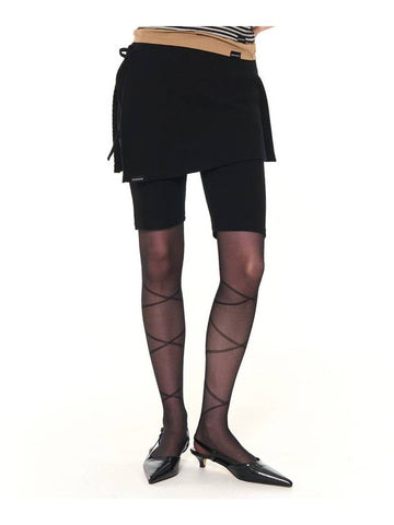 Biker Lap Skirt Shorts Black - ZIZEMUSEUM - BALAAN 1