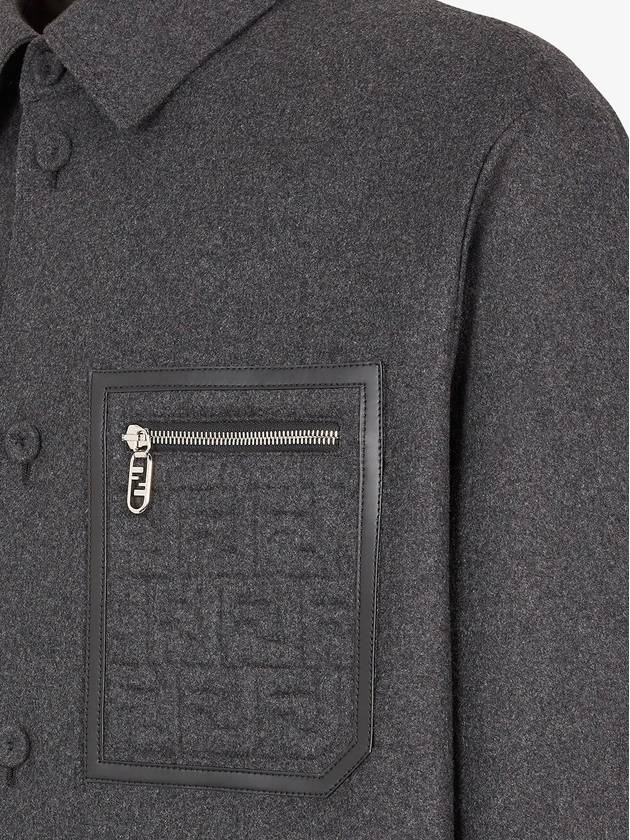 Patch Pocket Long Sleeve Wool Jacket Grey - FENDI - BALAAN 5