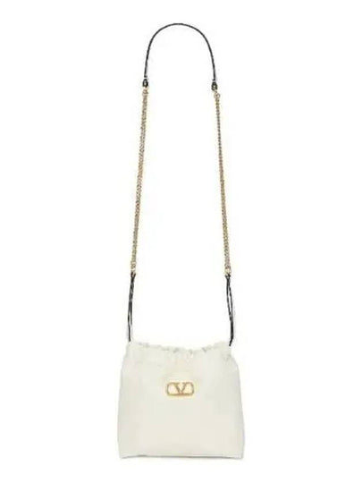 V Logo Drawstring Chain Bucket Bag White - VALENTINO - BALAAN 2