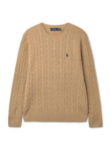 Cable Knit Wool Cashmere Sweater Brown - POLO RALPH LAUREN - BALAAN 1