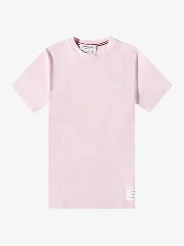 Midweight Jersey Anchor Short Sleeve T-Shirt Pink - THOM BROWNE - BALAAN 2