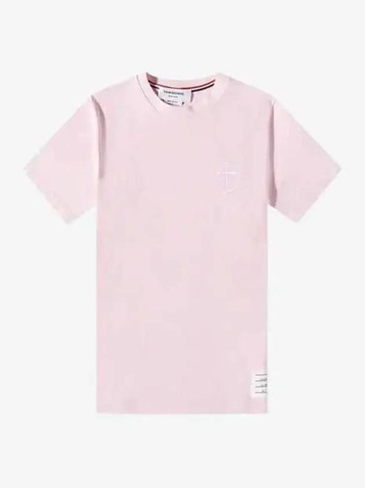 Midweight Jersey Anchor Short Sleeve T-Shirt Pink - THOM BROWNE - BALAAN 2