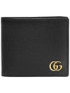 GG Marmont Leather Bi Fold Wallet Black Gold - GUCCI - BALAAN 3