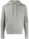 Classic Loopback 4-Bar Cotton Hoodie Grey - THOM BROWNE - BALAAN 1