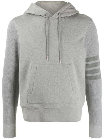 Classic Loopback 4-Bar Cotton Hoodie Grey - THOM BROWNE - BALAAN 1