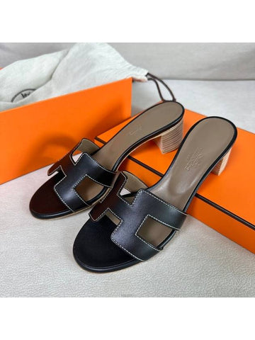 Oasis black sandal slippers - HERMES - BALAAN 1