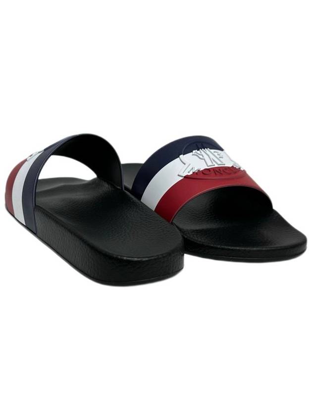 Basil Logo Emboss Striped Slippers Black - MONCLER - BALAAN 4