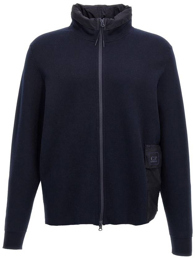 Cotton Double Mixed Zip-Up Jacket Navy - CP COMPANY - BALAAN 2