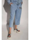 Embroidered Motif Wide Crop Jeans Blue - MARNI - BALAAN 2