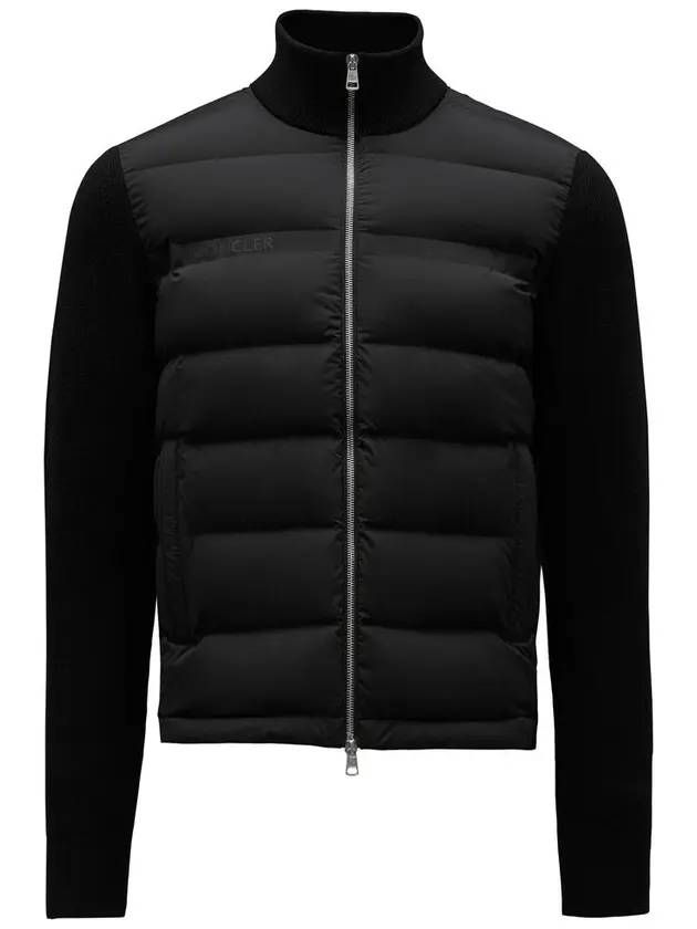 Men's Logo Lettering Padded Cardigan Black - MONCLER - BALAAN 1