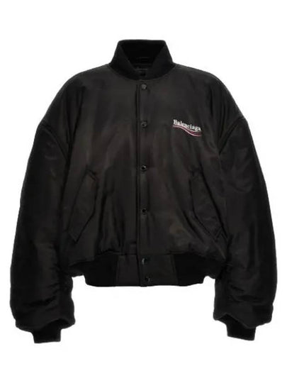 Embroidered Logo Bomber Jacket Black - BALENCIAGA - BALAAN 2