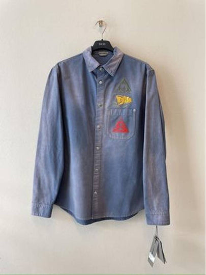 Astro Embroidered Patch Denim Long Sleeve Shirt Light Blue - DIOR - BALAAN 2