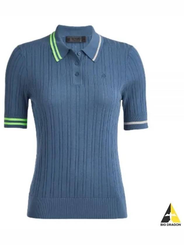 Women'S Rib Cotton Short Sleeve Polo Shirt Blue - G/FORE - BALAAN 2