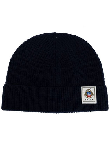 Logo Patch Wool Beanie Black - BALLY - BALAAN 1