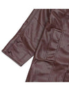 Women's Montague Leather Trench Coat Chestnut VOL2219 - HOUSE OF SUNNY - BALAAN 7