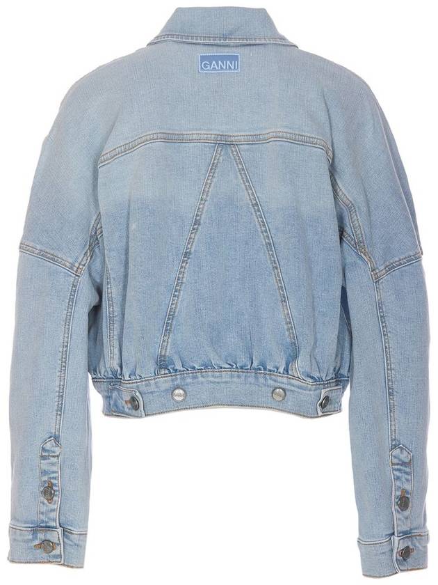 Cropped Denim Jacket Light Blue - GANNI - BALAAN 3