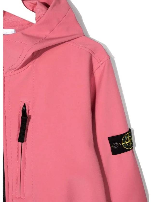 Kids Wappen Patch Soft Shell Zip Up Hoodie Pink - STONE ISLAND - BALAAN 5