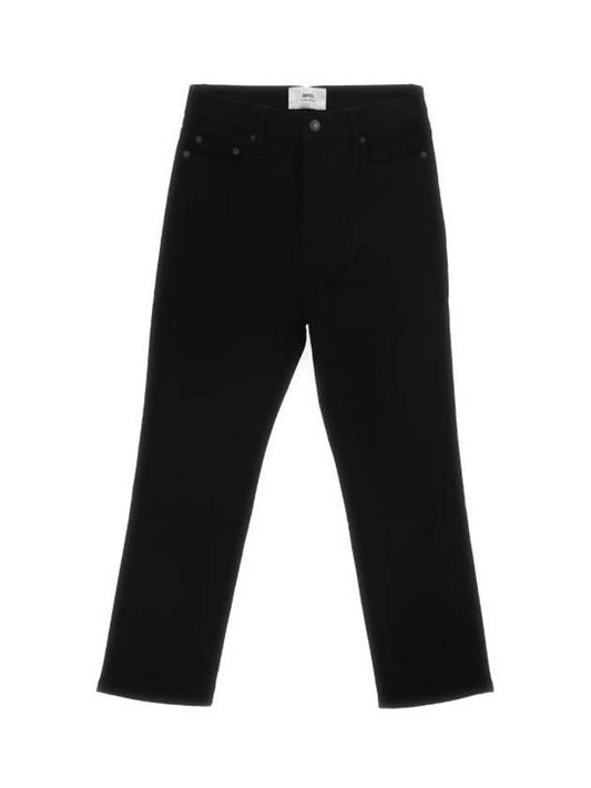 Crop Slim Fit Denim Jeans Black - AMI - BALAAN.