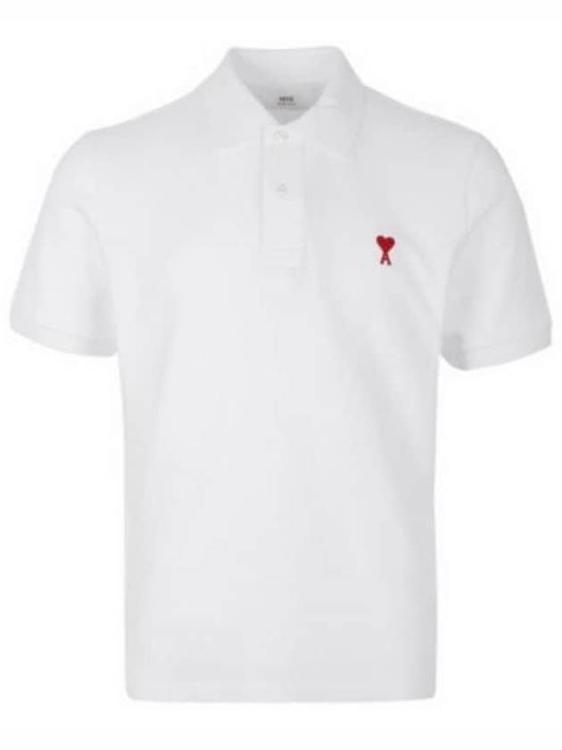 Heart Logo Polo Shirt White - AMI - BALAAN 2