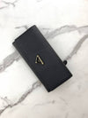 Saffiano Triangular Logo Flap Long Wallet Black - PRADA - BALAAN 9