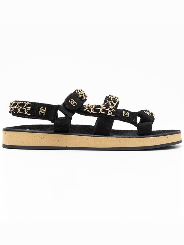 CC Logo Chain Black Women Suede Sandals G33800 X56897 94305 - CHANEL - BALAAN 2