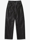 Eco Leather Gradient Carpenter Wide Pants Brown - NOIRER FOR WOMEN - BALAAN 3