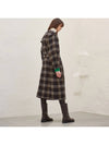 Women's Sailor Collar Handmade Oversized Coat Brown Check - MITTE - BALAAN 3