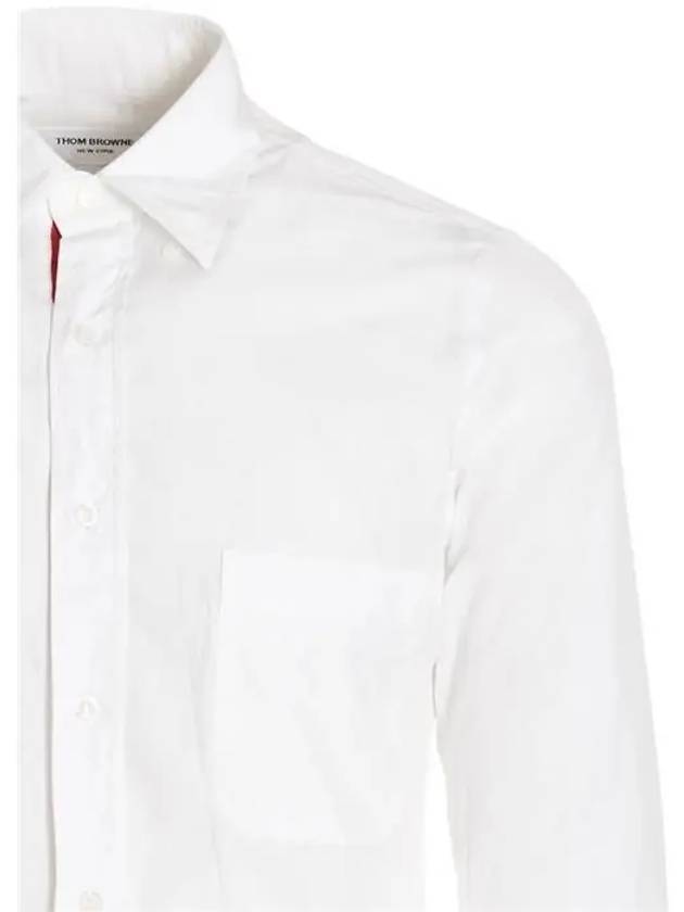 Men's Grosgrain Placket Solid Poplin Long Sleeve Shirt White - THOM BROWNE - BALAAN 6