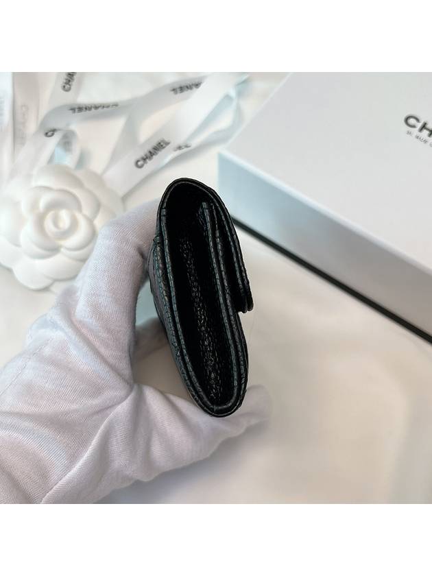 Classic Card Holder Grained Calfskin Silver Black - CHANEL - BALAAN 5