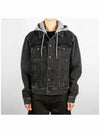 Logo Hoodie Trucker Denim Jacket Charcoal Wash - CELINE - BALAAN 3