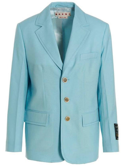 Tropical Wool Long Blazer Jacket Light Blue - MARNI - BALAAN 2