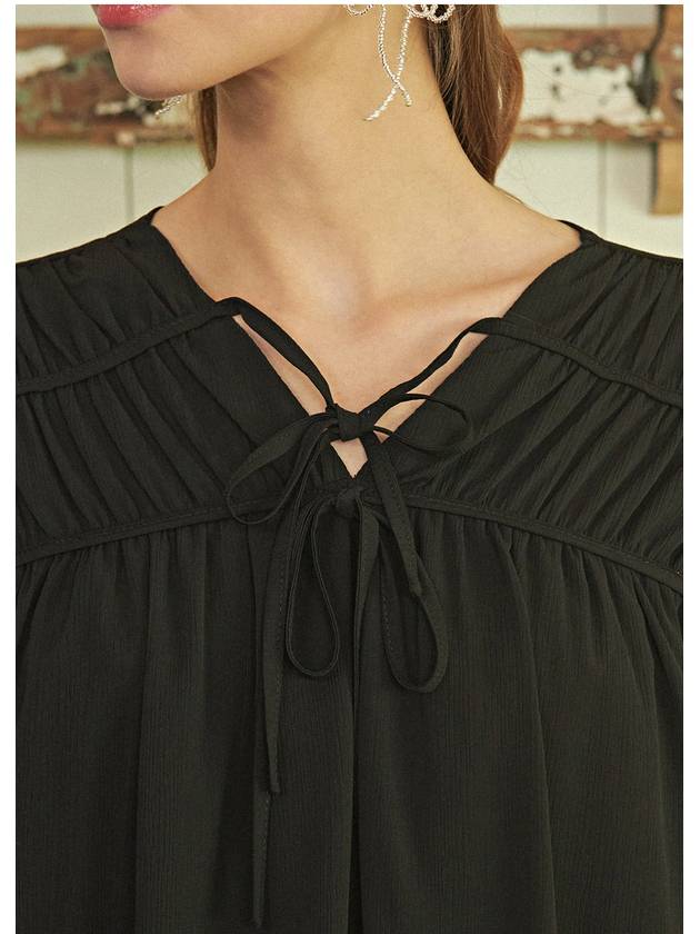 V-Neck Frill Short Dress Black - MICANE - BALAAN 6