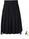 4 Bar Logo Plain Weave Wool Pleated Skirt Navy - THOM BROWNE - BALAAN 2