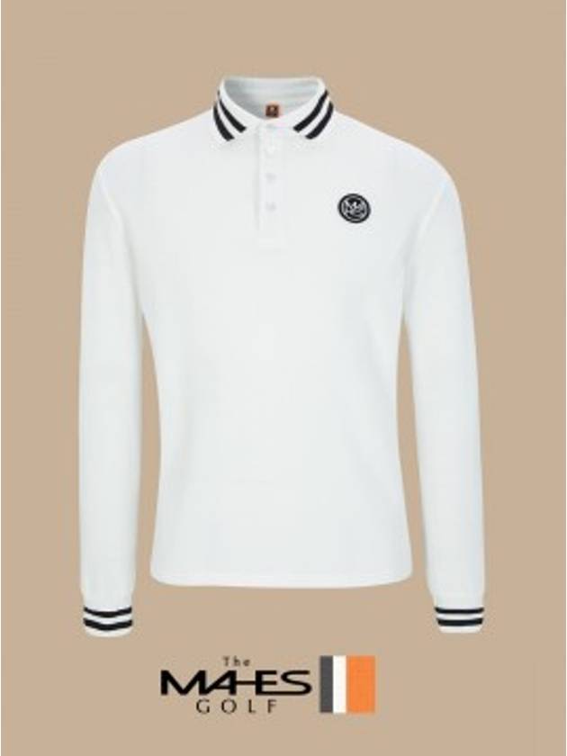 Logo Long Sleeve T-Shirt White Orange Label Homme Classic Collar T-Shirt GT50515 - MAHES - BALAAN 1