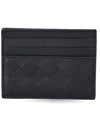 Intrecciato Leather Card Wallet Black - BOTTEGA VENETA - BALAAN 1