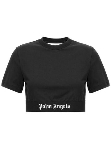 Palm Angels 'Classic Logo Tape' Cropped T-Shirt - PALM ANGELS - BALAAN 1