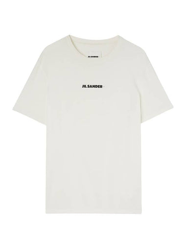 Logo Print Crew Neck Short Sleeve T-shirt Porcelain - JIL SANDER - BALAAN 1