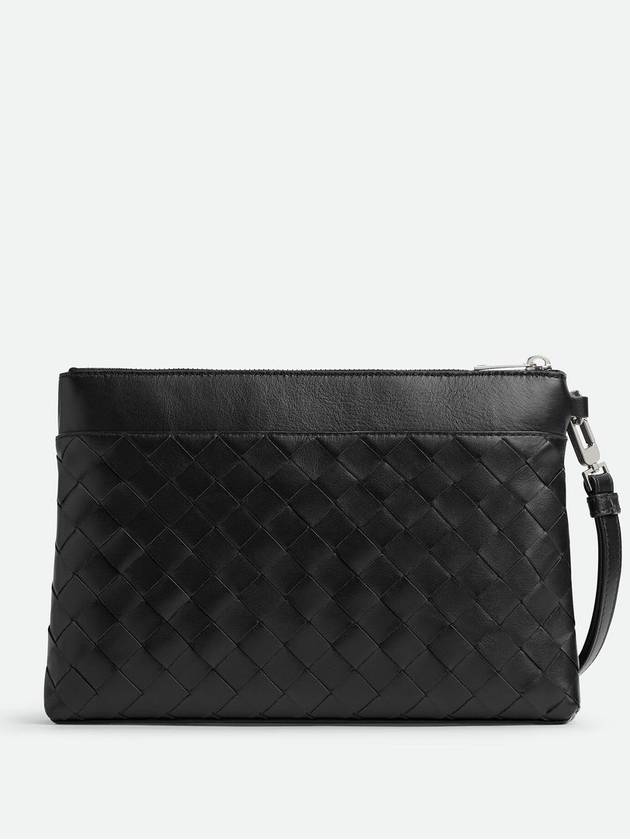 Intrecciato Prism Leather Clutch Black - BOTTEGA VENETA - BALAAN 5