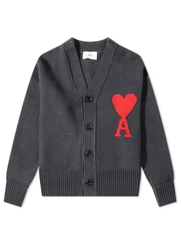 Big Heart Logo Wool Cardigan Grey - AMI - BALAAN 2