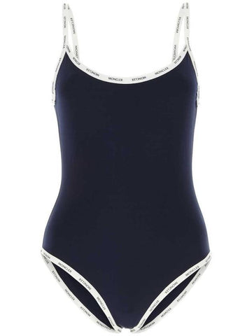 Women's Logo Trimmed One-Piece Swimsuit Navy - MONCLER - BALAAN 1