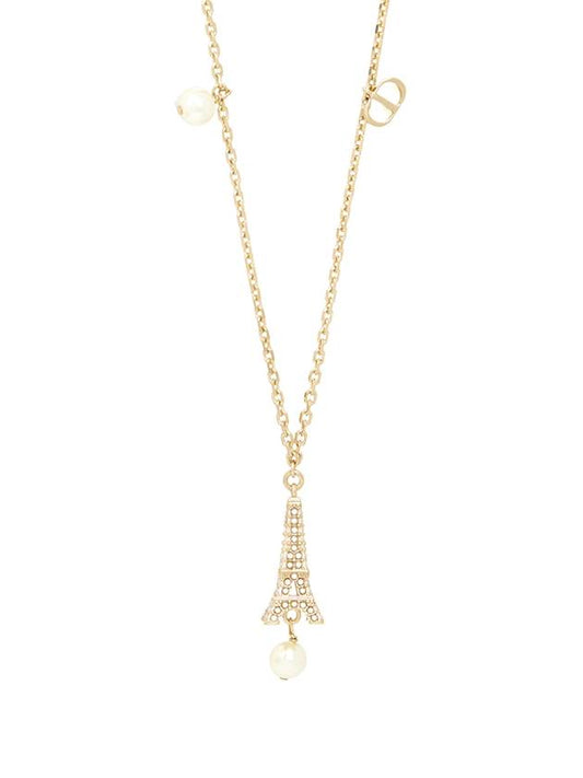 Eiffel Tower Pendant Resin Pearl Necklace Gold - DIOR - BALAAN 2