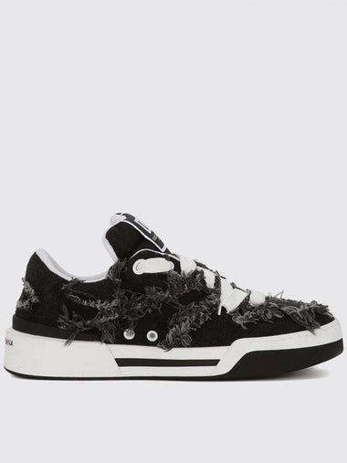 Sneakers New Roma Dolce & Gabbana in cotone e pelle con dettagli sfrangiati - DOLCE&GABBANA - BALAAN 1