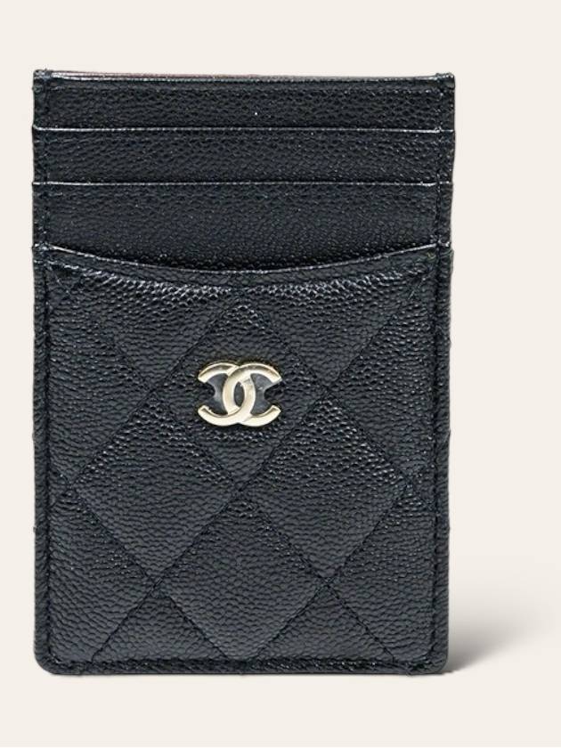 CC logo caviar card holder black champagne gold AP3595 - CHANEL - BALAAN 7