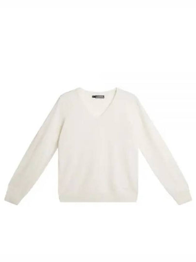 Amaya V-Neck Knit Sweater White - J.LINDEBERG - BALAAN 2