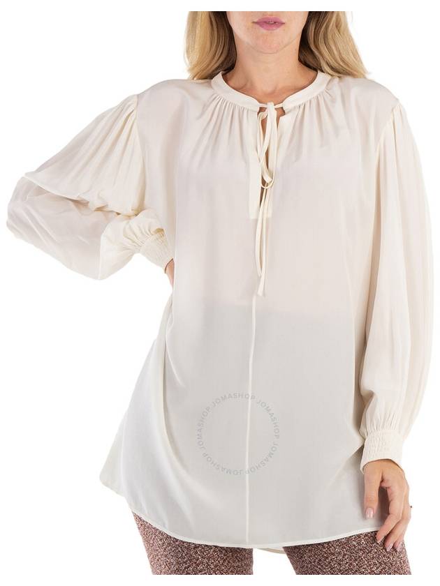 Chloe Ladies Buttercream Lavalliere-Neck Silk Blouse, Brand Size 38 (US Size 6) - CHLOE - BALAAN 1